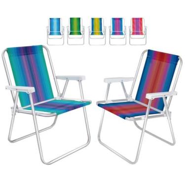 Imagem de Kit 02 Cadeiras Alta de Alumínio 110 Kg Praia Pesca Camping - Mor, Úni