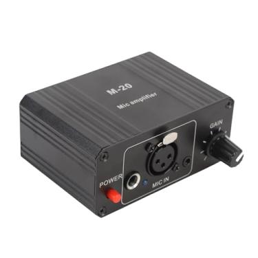 Imagem de Fafeicy Pré-amplificador de Microfone, Pré-amplificador de Microfone Dinâmico de Alto Ganho Com Potência de 48V, Caixa de Metal Preto de Baixo Ruído para Aplicações de Estúdio e Som Ao Vivo