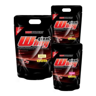 Imagem de Kit 3x Whey Giant whey refil 2kg- Baunilha+Chocolate+Morango -BB-Unissex
