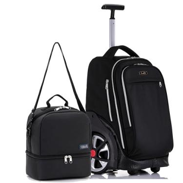 Imagem de NEW TILAMI Mochila Com Rodinhas De 19 Polegadas Com Lancheiras, Mochila Para Laptop Com Rodinhas, Bolsa De Viagem Com Rodinhas Para Mulheres E Homens, Preta