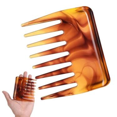 Imagem de 1 pente de cabelo âmbar ferramenta de beleza pente portátil com dentes largos sem alça encaracolado, adequado para homens e mulheres que vão a salões de cabeleireiro