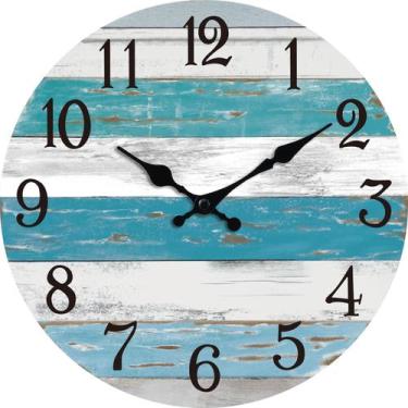 Imagem de Relógio KECYET 25 cm azul Coastal Silent Outdoor