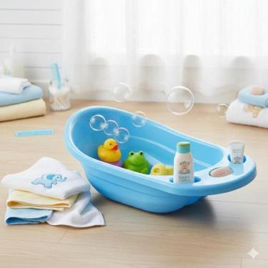 Imagem de Banheira Infantil 24L Bebe Baby com Ralo Plástica Leve Cores - Monte L