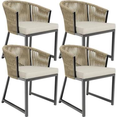 Imagem de Kit 04 Cadeiras Para Área Gourmet Cozinha Bethari D04 Bege - LYAM DECO