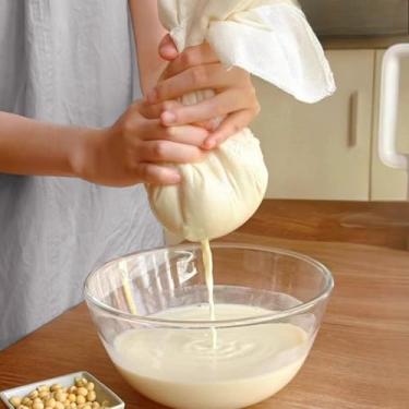 Imagem de 2 peças reutilizáveis de saco de pano de leite de nozes coadores de queijo iogurte filtro de tofu cozinha filtro de malha fina (2 peças quadradas 50 cm)