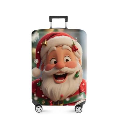 Imagem de FOREVER QUEEN Capa protetora elástica para bagagem de Natal serve para acessórios de viagem de 50 a 86 cm, Papai Noel, L(fits 28-30Inch suitcase), Mármore