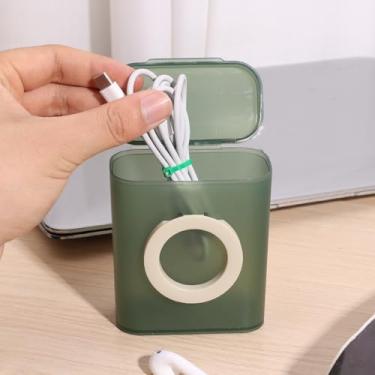 Imagem de Caixa organizadora de mesa portátil, transparente, à prova de poeira, cabo de dados, caixa organizadora de desktops domésticos, verde