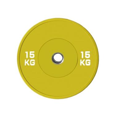 Imagem de Anilha De Borracha Lpo colorida C/Furo Olímpico 50 mm 15kg, treinamento levantamento de peso, academia e praticas cross fit fitness