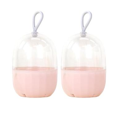 Imagem de Pacote com 2 caixas de armazenamento de ovos de beleza, oval à prova de poeira, caixa de embalagem de ferramentas de maquiagem com tampa rosa