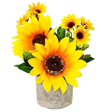 Imagem de HappyFiller Vaso de girassol artificial amarelo, girassóis falsos para chá de bebê, casa, aniversário, casamento, decoração interna e externa, centro de mesa, prateleira de cozinha de fazenda