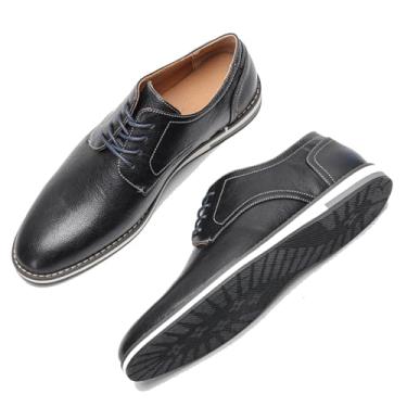 Imagem de Sapato social masculino Oxford – Sapatos de couro casuais formais clássicos com cadarço para negócios, casamento e uso diário, 4171-preto, 41