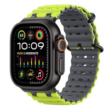 Imagem de MoKo Pulseira Ocean Band compatível com Apple Watch Ultra 3/2/1 de 49 mm, pulseira esportiva de silicone atualizada de 46 mm, 45 mm e 44 mm, para homens e mulheres, séries 11/10/9/8/7/6/5 SE3/2/1
