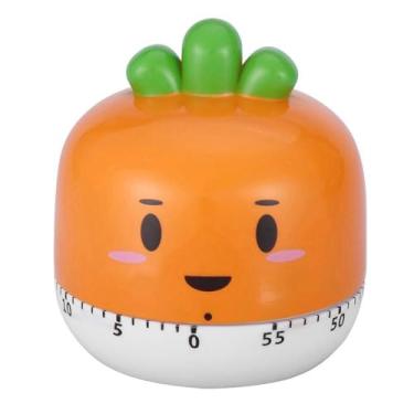 Imagem de Temporizador de cozinha vegetal, bonito temporizador mecânico de 60 minutos com alarme alto, sem necessidade de bateria para assar, despertador de cozinha (laranja, rosa)