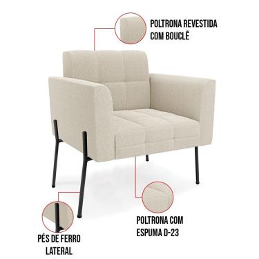 Imagem de Poltrona Sala De Estar Pé De Ferro Preto Elisa Bouclê D03 - D'rossi Azul