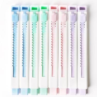 Imagem de Smilo Pacote com 8 borrachas mecânicas retráteis – canetas de borracha deslizantes push-pull para desenho, escola e arte, borrachas TPE sem bagunça para crianças e artistas (cores sortidas)