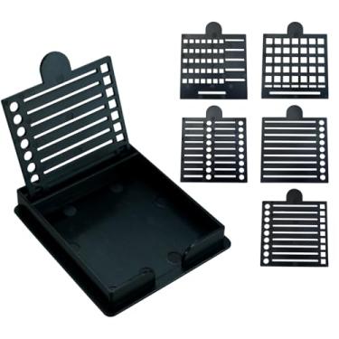 Imagem de Estêncil para notas adesivas, suporte para notas adesivas compatível com post-it, dispensador de blocos adesivos 3 x 3 com caixa de cinco linhas, modelo de desenho, gadget de mesa para casa e