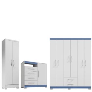 Imagem de Conjunto Guarda Roupa 6 Portas com Cômoda e Multiuso -Branco Flex - EdeCasaMoveis