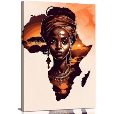 Imagem de Arte de parede em tela de mulher negra, pintura afro-americana, fotos abstratas de pôsteres de meninas africanas para sala de jantar, sala de estar, quarto, decoração de casa