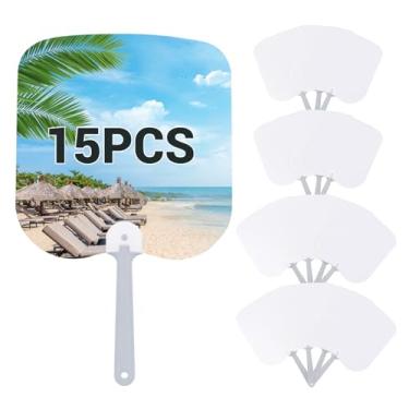 Imagem de 15 peças de leques de sublimação para fãs de igreja, conjunto de ventiladores portáteis de dupla face, espaços em branco para leques de remo de sublimação, ventiladores de mão DIY para festas de