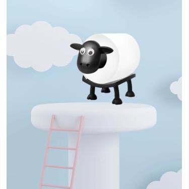 Imagem de Suporte de toalha de papel de rolo de ovelha simples e fofo criativo para sala de estar, mesa de café, mesa de jantar, cozinha, quarto, casa, rolo de papel