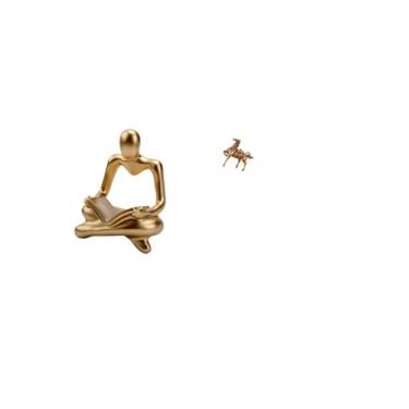 Imagem de Fenteer Estatueta Criativa Abstrata de Cavalo Pensador, Escultura Artesanal para Sala de Estar, Mesa, Escritório, Quarto, Prateleira, Decoração de Casa, Ornam