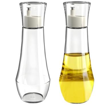 Imagem de 2 frascos de vidro para condimentos (260 ml + 150 ml), tampas à prova de poeira, bicos de aço inoxidável para óleos, vinagre e molho de soja para cozinha, banheiro