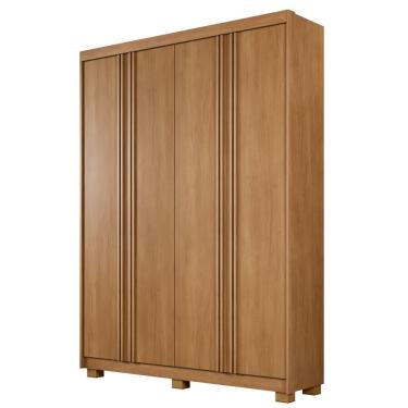 Imagem de Guarda Roupa Porto 4 Portas Ripado 3 Gavetas 8 Prateleiras - Benetil