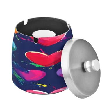 Imagem de Blueangle Cinzeiro de coração para dia dos namorados com tampa para cigarros, à prova de vento/chuva, aço inoxidável, sem fumaça, inodoro, cinzeiro para uso interno ou externo (32)