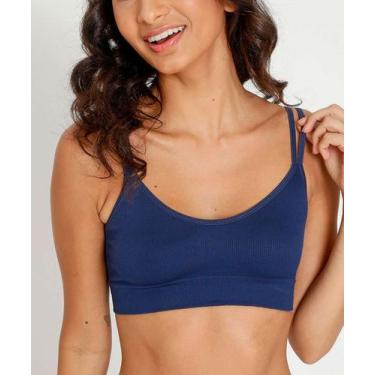 Imagem de Sutiã Top Sem Bojo Canelado Alças Finas DelRio-12850, Azul, GG