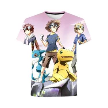 Imagem de Camiseta Unissex Oversized Com Estampa 3D Do Anime Digimon Adventure, 