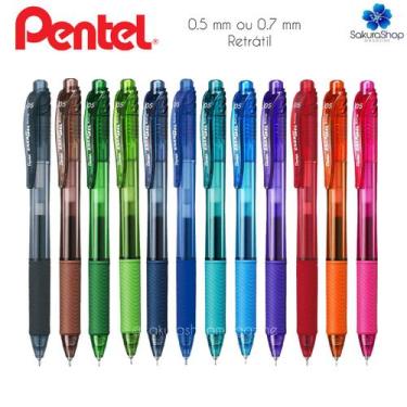 Imagem de Kit 12 Canetas Gel PENTEL Energel X RT Retrátil 0.5mm Seca Rápido