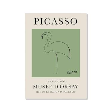 Imagem de Impressão em tela verde sálvia Pablo Picasso animais esboço arte de parede gato cão pássaro cavalo impressão linha abstrata desenho pôsteres para quarto casa escritório decoração (SKU7,50.8x71.1 cm =