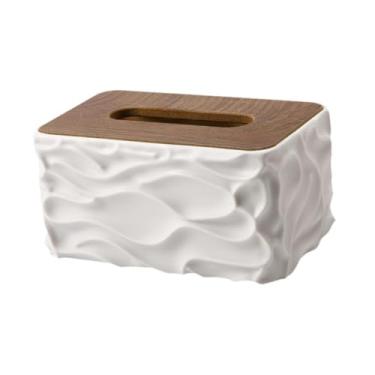 Imagem de WeiLaiKeQi Porta-lenços de papel com capa para caixa de lenços, decoração de mesa, organizador inovador para lenços faciais e dispensador de papel, ideal para, Branco