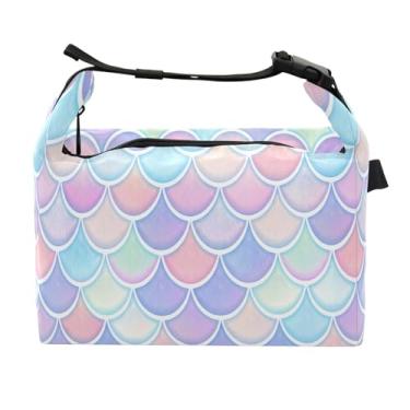 Imagem de STAYTOP Lancheira, linda lancheira colorida com escamas de sereia para mulheres e homens, lancheira isolada reutilizável, à prova de vazamento, linda lancheira com alta capacidade para trabalho