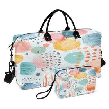 Imagem de Kigai Bolsa esportiva dobrável de grafite colorido, bolsa esportiva para homens e mulheres, bolsa de ginástica para noite de fim de semana com bolsa de higiene pessoal