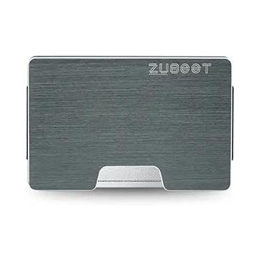 Imagem de Carteira masculina fina com RFID – Carteira minimalista de alumínio com clipe removível para dinheiro – design de metal leve e durável (preto escovado) (cinza escuro)