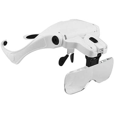 Imagem de uhyOHF Lupa de faixa de cabeça, lupa iluminada para montagem na cabeça, 5 lentes de 1,0 x a 3,5 x, suporte ajustável, lupa com 2 luzes LED, ferramenta de ampliação para leitura de joias (