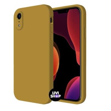 Imagem de Capa Case Capinha Para iPhone XR Silicone Com Bordas Elevadas Aveludada Forro Premium (MOSTARDA)