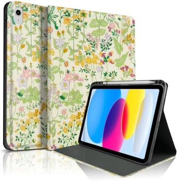 Imagem de Lyfatz Capa para iPad 11th (A16) 27.9 cm 2025/10ª geração 27.7 cm 2022, flores fofas, floridas, elegante, design estético, capa protetora com suporte para lápis, antiderrapante, antichoque - Fresh