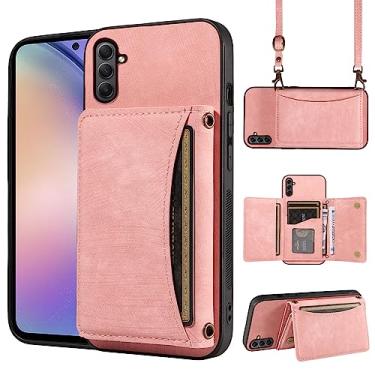 Imagem de Capa de telefone para Samsung Galaxy A16/A17/A26 5G capa carteira com alça de ombro transversal, bolso de couro PU fino para celular flip bolsa para celular A 16 17 26 16A 17A 26A 4G SM-A166U meninas