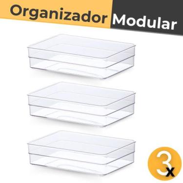Imagem de Organizador Multiuso Modular de Acrílico P/ Gaveta, Porta Talheres - P