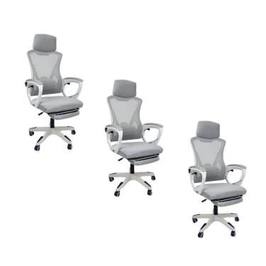 Imagem de Kit 3 Cadeiras de Escritório Presidente Executiva Oficial Supreme Cinza