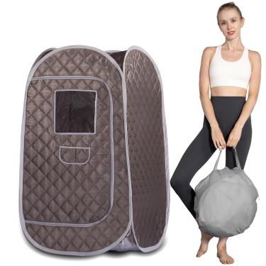 Imagem de Smartmak Barraca portátil para sauna a vapor, sala de spa dobrável de corpo inteiro para uma pessoa para terapia de desintoxicação sem vaporizador (85 x 85 x 140 cm, cinza escuro)