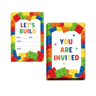 Imagem de Qwertirsr Let's Play Convites de Aniversário Design Dupla Face (25 Cartões + Envelopes) com Envelopes Convites de Festa de Aniversário Infantil, Meninos, Lembranças de Festa e Suprimentos 15 x 10 cm