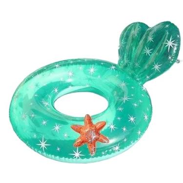 Imagem de Boia Inflável Estrela-do-Mar PVC Reforçado 70cm 90cm 120cm para Crianças e Adultos | Boia de Natação Piscina Praia(Verde Estrela-120cm)