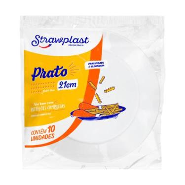 Imagem de Prato Acrílico Redondo 21cm Cristal com 10 unidades - STRAWPLAST