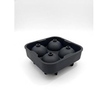 Imagem de Forma de Gelo Esférica Grande de Silicone Gelo Redondo, 4 Esferas, BPA Livre, Preto, Não Retém Cheiro