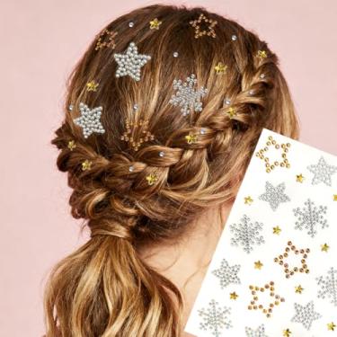 Imagem de Estrela branca amarela y2k imitação strass rosto decoração diamante adesivos festa baile de máscaras minimalistas para cabelo olhos rosto tatuagem temporária com decoração corporal 1 peça