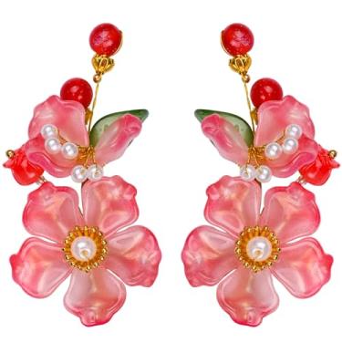 Imagem de Um par de grampos de cabelo de casamento, presilhas de cabelo de cristal feitas à mão com design floral, clipes de flores de strass, acessórios de cabelo para mulheres e meninas (rosa)