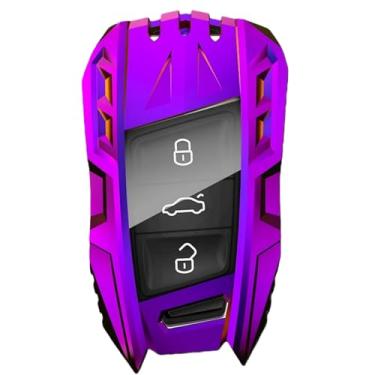 Imagem de Capa de chave remota de carro em liga de zinco compatível com VW Passat B8/Magotan compatível com Skoda Kodiaq/Superb A7/capa de chave inteligente(Dazzling colors)